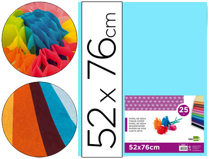 [2022228] LIDERPAPEL - PAPEL SEDA CELESTE 52X76 CM 18 GR -PAQUETE DE 25 HOJAS (Ref.SE15)