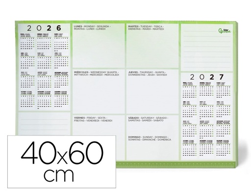 [2053899] LIDERPAPEL - PLANNING SOBREMESA SEMANAL 40X60 CM 80 GR 60 HOJAS (Ref.PN01)