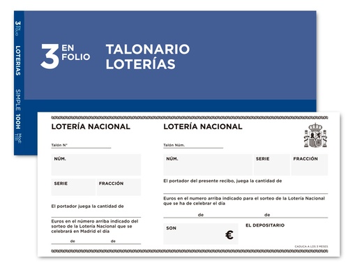 [2007785] LIDERPAPEL - TALONARIO LOTERIA TRES DEL FOLIO 111 (Ref.T111)