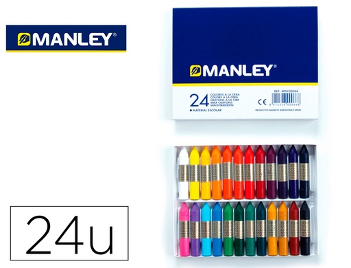 [9004480] MANLEY - Ceras Caja 24 Ud Colores Surtidos (Ref.MNC00066)
