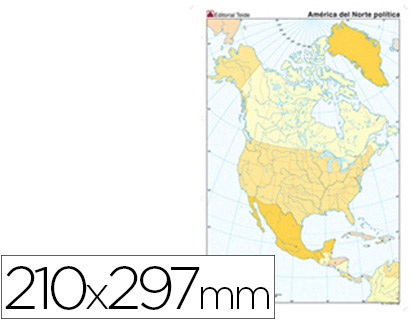 [2024585] MAPA MUDO COLOR DIN A4 AMERICA NORTE POLITICO 