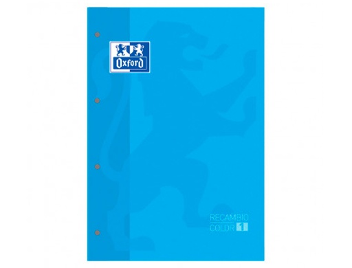 [9072516] OXFORD - Recambio de papel 80h A4 Cuadricula 5x5 Recuadro Turquesa (Ref.400028274)