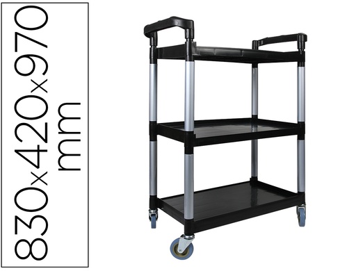 [2075176] Q-CONNECT - CARRO DE SERVICIO MULTIFUNCIONAL 3 ESTANTES DE POLIPROPILENO 830X420X970 MM (Ref.KF16749)
