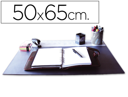 [2032648] Q-CONNECT - VADE SOBREMESA NEGRO CON SOLAPAS TRANSPARENTES -50X65 CM (Ref.KF26806)