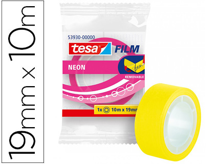 [9154742] TESA - Cinta adhesiva film neon 10 mt x 19 mm amarillo/rosa encelofanada (Ref. 53930-00000-00)