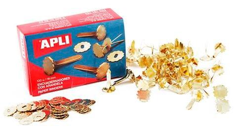 [9936573] APLI - ENCUADERNADOR latonado Nº4 (18 mm) con ARANDELA CAJA de 100 (Ref.12285)