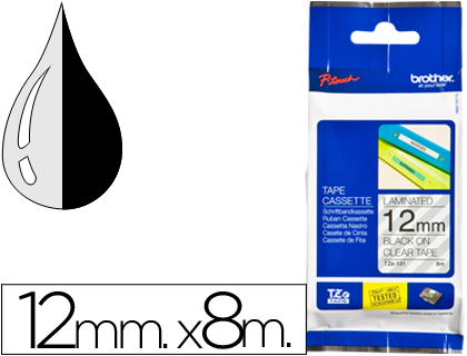 [9026807] BROTHER - Cintas Rotulacion 12mmX8m Negro/transparente (Ref.TZe131)