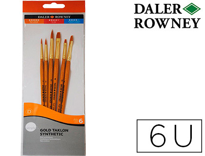 [2152163] DALER ROWNEY - Pinceles simply art sintentico mango corto dorado blister de 6 unidades (Ref. 216920601)