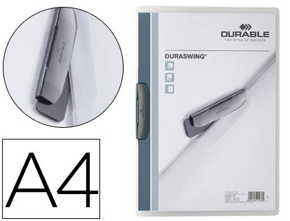 [2078340] DURABLE - CARPETA DURASWING DOSSIER PINZA LATERAL GIRATORIA POLIPROPILENO DIN A4 GRAFITO 30 HOJAS (Ref.2290-37)