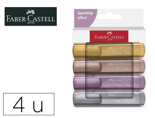 [9156614] FABER CASTELL - Rotulador faber fluorescente texliner 46 color metalico estuche 4 unidades colores surtidos (Ref. 154640)