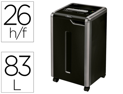 [9057122] FELLOWES - Destructora 325i 83L Tiras 5,8 mm Capacidad 24h. 460x510x880 mm (Ref.4633001)