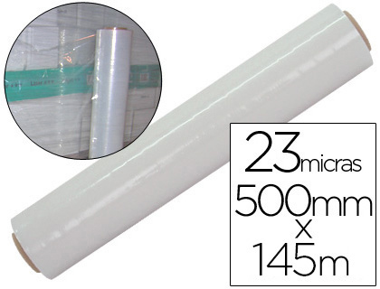 [2098507] FILM EXTENSIBLE MANUAL BOBINA -ANCHO 500 MM. -LARGO 250 MT ESPESOR 23 MICRAS TRANSPARENTE (Ref.PLA0023022TR)