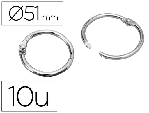 [2000407] LIDERPAPEL - ANILLAS BISAGRA NIQUELADAS N.5 DIAMETRO 46 MM -CAJA DE 10 ANILLAS (Ref.AN05)