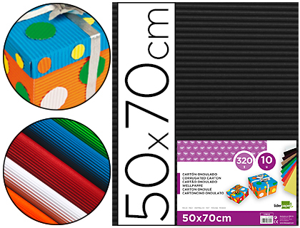 [2037649] LIDERPAPEL - Cartón ONDULADO 50 X 70CM 320G/M2 NEGRO (Ref.CN14)