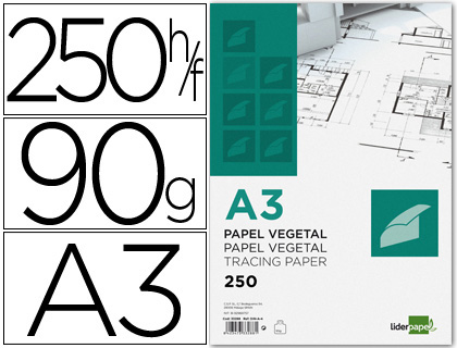 [2044402] LIDERPAPEL - PAPEL DIBUJO 297X420MM 90G/M2 VEGETAL (Ref.PV01)