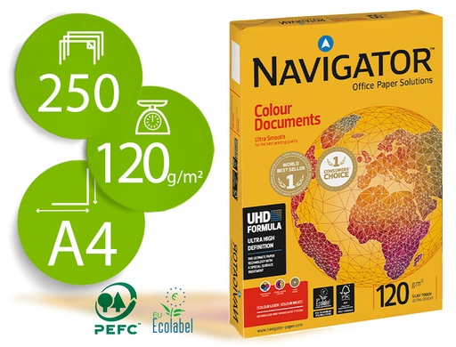 [9028316] NAVIGATOR - Colour DOCUMENTS. Papel impresión color Paquete 250h 120 g. A4 (Ref.NAV-120-A4)