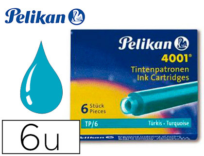 [9090401] PELIKAN - Tinta estilografica tp6 turquesa caja de 6 cartuchos (Ref. 301705)
