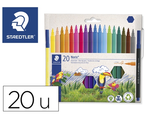 [9033944] STAEDTLER - Rotuladores Rotuladores Noris Club Bote 20 Ud Lavable Colores Surtidos (Ref.326 WP20)
