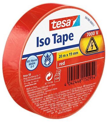[9160538] TESA - Cinta adhesiva aislante 20 mt x 19 mm color rojo (Ref. 56190-00011-22)