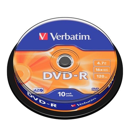 [1319760] VERBATIM - Dvd+R Advanced azo Bobina 10 ud 16X 4.7GB (CANON L.P.I. 2,1€ Incluido) (Ref.43523)