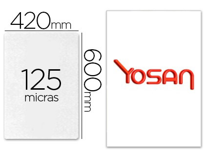 [2064118] YOSAN - BOLSA DE PLASTIFICAR BRILLO 420 X 600 MM 125 MC DIN A2 CAJA DE 100 UNIDADES (Ref.0101A2125)