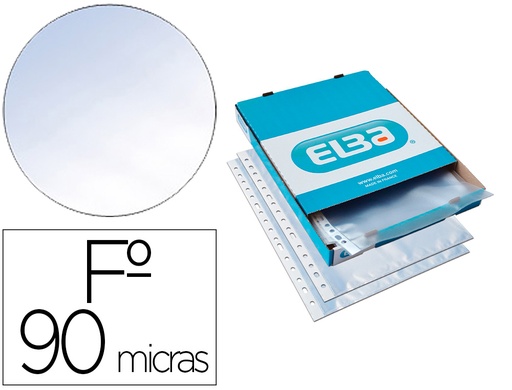 [2155326] ELBA - Pack 100 FUNDAS PP FORMATO FOLIO CALIDAD STANDAR 80 MICRAS PIEL DE NARANJA 16T (Ref.400005365)