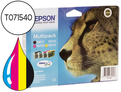 [9042921] EPSON - Cartuchos ORIGINALES Inyección De Tinta STYLUS D78 D92 D120 DX4000 4050 4400 4450 5000 5050 600 6050 7000F 8400 MULTIPACK-T071140+240+340+440- (Ref.C13T0715401)