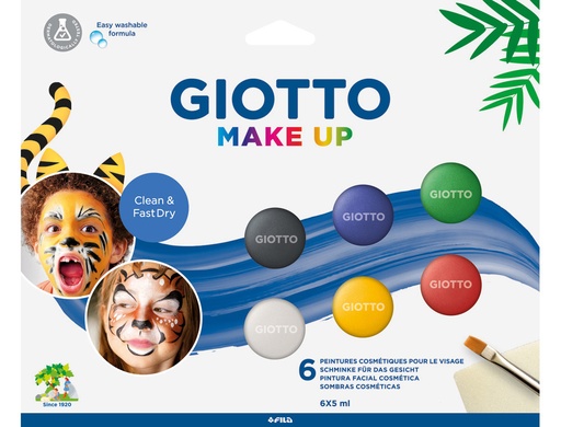 [9047458] GIOTTO - Pinturas Maquillaje Set Sombras 6ud Colores surtidos Botes 5,5ml+Blanco 10ml (Ref.470100)