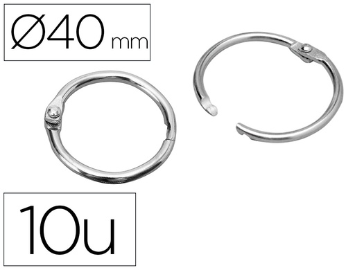 [2000406] LIDERPAPEL - ANILLAS BISAGRA NIQUELADAS N.4 DIAMETRO 38 MM -CAJA DE 20 ANILLAS (Ref.AN04)