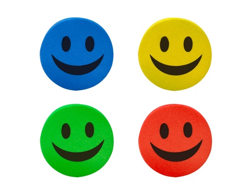 [2010701] LIDERPAPEL - Borrador pizarra blanca redondo 5 cm diametro magnetico cara smiley colores surtidos (Ref. RD01)