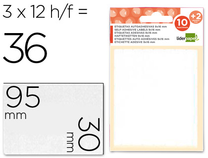 [2035500] LIDERPAPEL - ETIQUETAS SOBRE DE 10 H. + 2 H. OBSEQUIO 30X95 MM 2 UNIDADES POR HOJA (Ref.ET15)