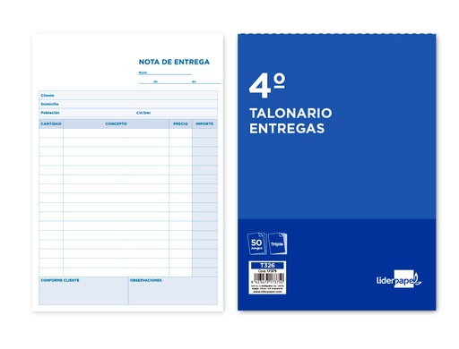 [2017375] LIDERPAPEL - TALONARIO ENTREGAS CUARTO ORIGINAL Y 2 COPIAS (Ref.T326)