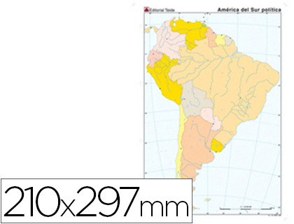 [2024586] MAPA MUDO COLOR DIN A4 AMERICA SUR POLITICO 