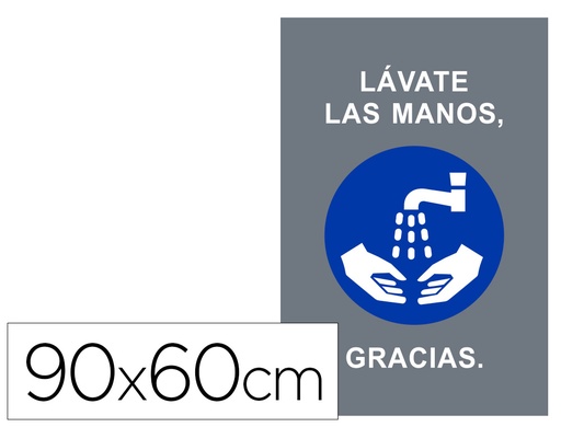 [2160596] NOVUS - DAHLE - Alfombra para suelo de paso lavate las manos gracias fondo gris 90x60 cm (Ref. JJ47853E)