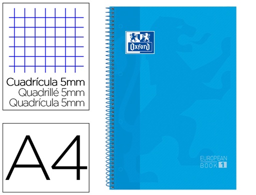 [9074359] OXFORD - Cuaderno espiral School 80h A4 Cuadricula 5x5 Turquesa (Ref.400028276)