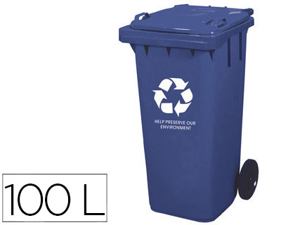 [2036130] Q-CONNECT - PAPELERA CONTENEDOR PLASTICO CON TAPADERA 100L COLOR AZUL 800X510X525 MM CON RUEDAS (Ref.KF04240)