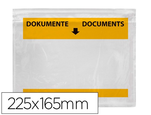 [2156167] Q-CONNECT - Sobre autoadhesivo portadocumentos multilingue 225x165 mm ventana transparente paquete de 100 (Ref. KF11297)