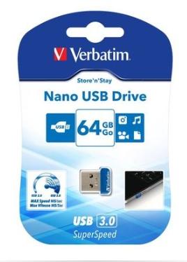 [1941999] VERBATIM - Memoria USB 3.0 Nano 64GB Store 'n' Stay azul (CANON L.P.I. 0,24€ Incluido) (Ref.98711)