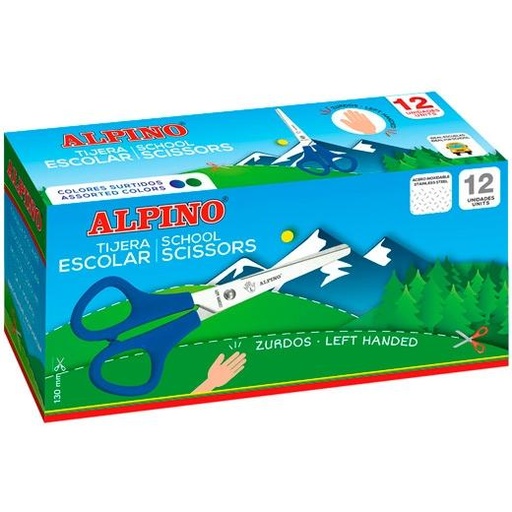 [9937170] ALPINO - TIJERAS ESCOLARES 13 cm. ZURDOS CAJA DE 12 (Ref.PT0020)