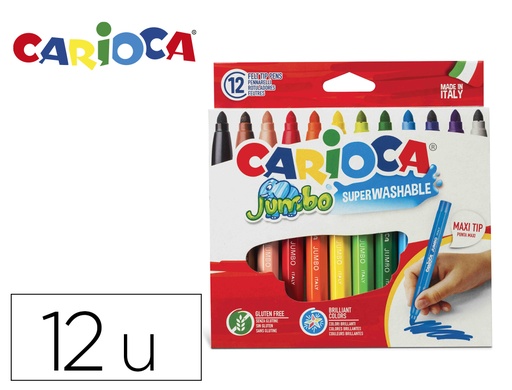 [2007535] CARIOCA - ROTULADOR JUMBO C/12 COLORES -PUNTA GRUESA (Ref.68017)