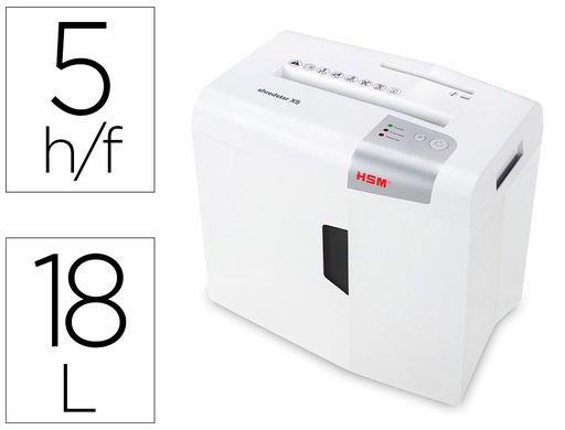 [9063001] HSM - DESTRUCTORA DE DOCUMENTOS SHREDSTAR X5 CAPACIDAD DE CORTE 5 H EN PARTICULAS DESTRUYE GRAPAS CLIPS CD Y TARJETAS (Ref.1043121)