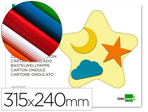 [2038492] LIDERPAPEL - BLOC TRABAJOS MANUALES Cartón ONDULADO 240X315MM 10 HOJAS COLORES SURTIDOS (Ref.TM03)