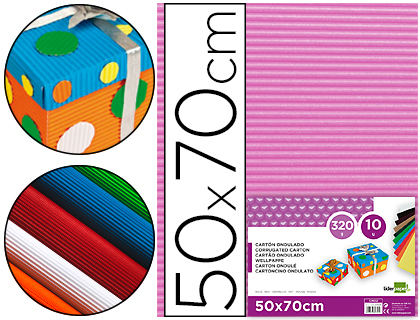 [2037638] LIDERPAPEL - Cartón ONDULADO 50 X 70CM 320G/M2 ROSA (Ref.CN04)