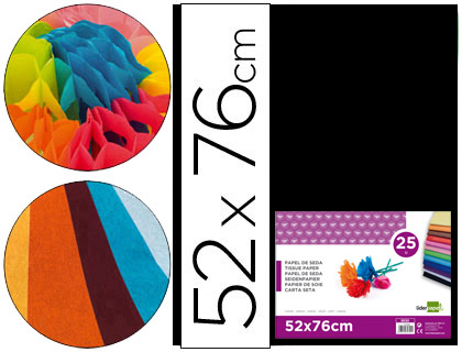 [2022234] LIDERPAPEL - PAPEL SEDA NEGRO 52X76 CM 18 GR -PAQUETE DE 25 HOJAS (Ref.SE21)