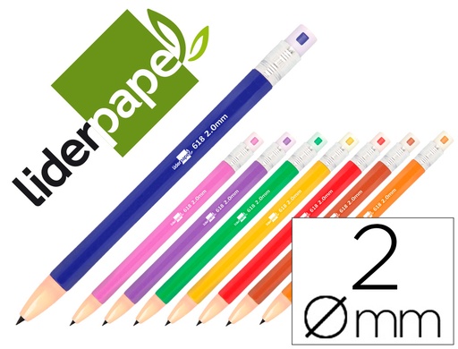 [2049174] LIDERPAPEL - PORTAMINAS 2MM COLORES SURTIDOS (Ref.MI02)