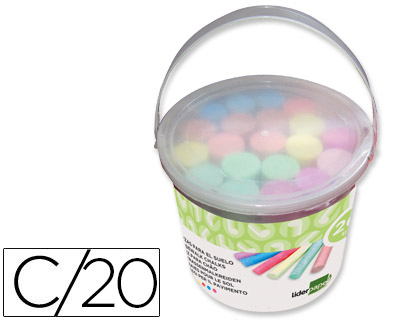 [2074355] LIDERPAPEL - TIZA COLOR PARA SUELO CUBILETE DE 20 UNIDADES COLORES SURTIDOS (Ref.TZ05)