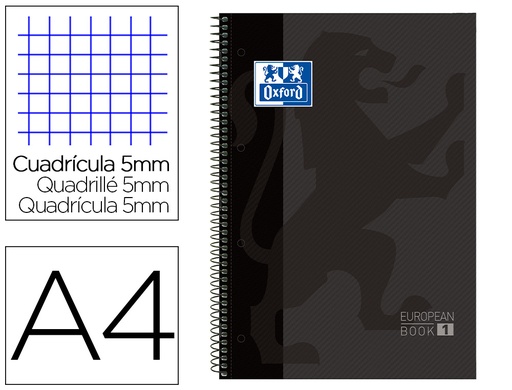 [9074357] OXFORD - Cuaderno espiral School 80h A5+ Cuadricula 5x5 Gris (Ref.100430269)