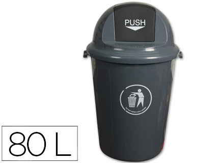 [2036133] Q-CONNECT - PAPELERA CONTENEDOR PLASTICO CON TAPADERA 80L COLOR GRIS 450X760 MM (Ref.KF04237)