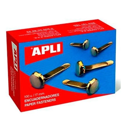 [9936580] APLI - ENCUADERNADOR latonado Nº3 (17 mm) CAJA de 100 (Ref.12284)