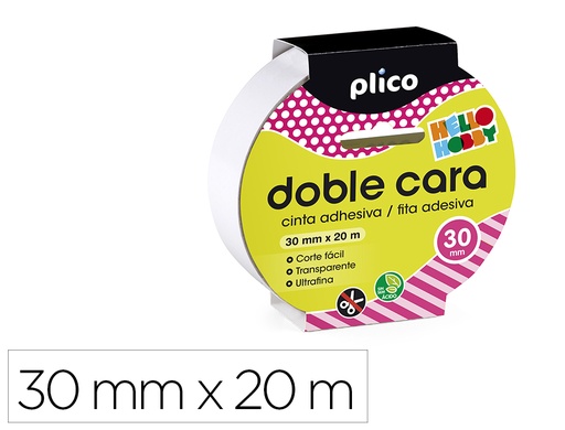 [2077572] CINTA ADHESIVA PLICO DOBLE CARA 30MM X 20M (Ref.13320)